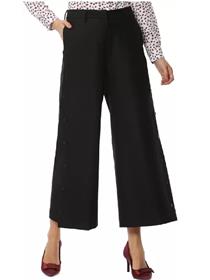 Flared women black polyester viscose blend trousers,fancy,designer,party wear(f)