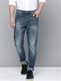 Jeans for men blue slim tapered fit light fade stretchable (my)