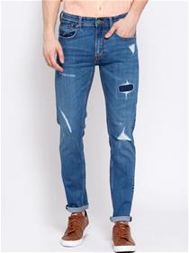 Men blue regular fit mid rise jeans (my)