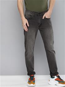 Men grey fit mid rise fade clean look jeans(my)