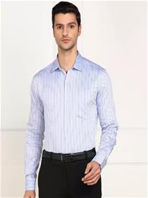Shirt for men slim fit striped spread collar formal (f)