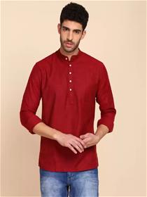 Shirt for men slim fit self design mandarin collar casual  (f)