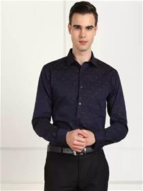 Men slim fit self design formal shirt (f)