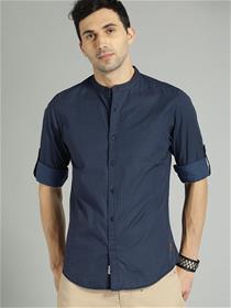 Shirt for men navy & black regular fit printed casual shirt (my)