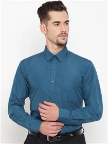 Shirt for men teal blue slim fit solid formal dress (my