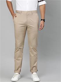 Jeans for men beige regular fit solid chinos jeans (my)