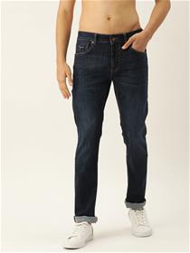Men blue slim tapered fit mid rise clean look stretchable jeans (my)