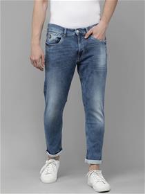 Jeans for men blue regular fit light fade mid-rise stretchable jeans (my)