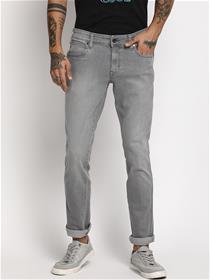 Men grey skinny fit low-rise heavy fade jeans (my)