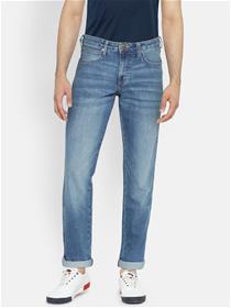 Men blue millard regular fit mid-rise clean look stretchable jeans (my)