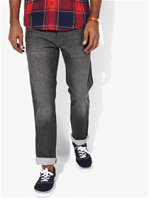 Jeans for men grey regular fit low-rise clean look jeans (my)