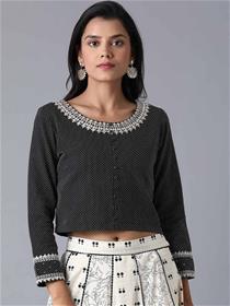 Crop top for women black & white monochrome regular crop top,fancy,designer & party wear (m)