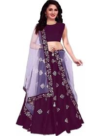 Lehenga choli for girls silk crop top solid semi stitched lehenga (purple),fancy,designer f)
