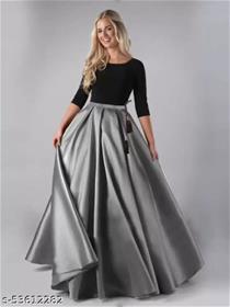 Lehenga choli for girls silk crop top self design semi stitched lehenga (grey),fancy,party wear (f)