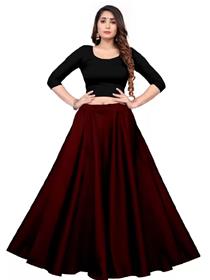 Lehenga choli for girls silk crop top semi stitched lehenga (maroon,black),fancy,designer (f)