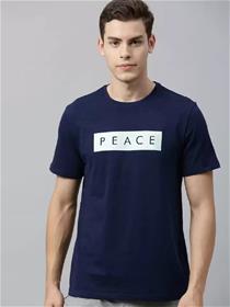T- shirt forprinted men round neck dark blue t-shirt (my)