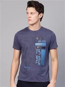Printed men round neck dark blue t-shirt (my)