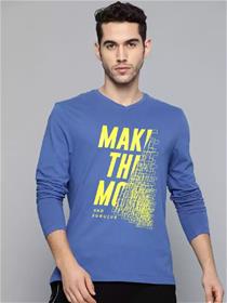 T- shirt for men printed men round neck blue  (f)