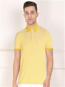 Solid men polo neck yellow t-shirt (f)