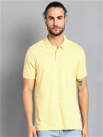 Printed men polo neck yellow t-shirt (f)