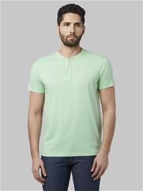 T-shirt for men solid men henley neck green t (f)