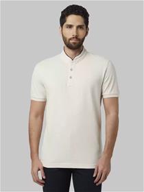 T-shirt for men solid men polo neck beige  (f)