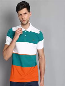 T-shirt for men striped men polo neck multicolor  (f)