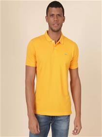 T-shirt for men solid men polo neck yellow  (f)