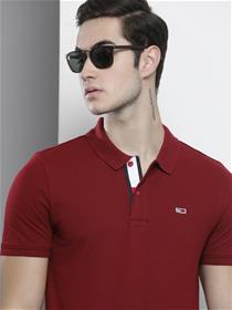 Men red polo collar slim fit t-shirt (my)