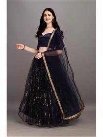 Lehenga & crop top for girls embellished,semi stitched dress (dark blue)designer,partywear(f)