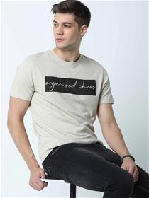 T-shirt for men beige & black typography printed suitable t-shirt (my)