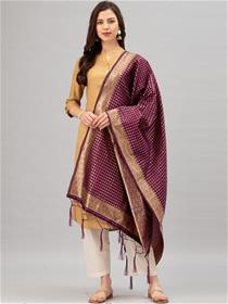 Banarasi dupatta for women purple & gold-coloured woven design jacquard,fancy,partywear(m)