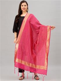 Banarasi dupatta for women pink & gold-coloured woven design jacquard ,fancy,partywear(m)
