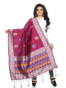 Banarasi dupatta for women jacquard woven purple women ,fancy,designer,party wear (f)
