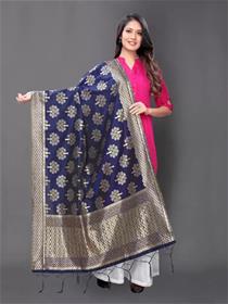 Banarasi dupatta for women silk blend woven,embellished dark blue women ,fancy,partywear(f)