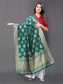 Banarasi dupatta for women silk blend woven,embellished darkgreen women ,fancy,partywear(f)