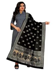 Banarasi dupatta for women jacquard woven black women ,fancy,designer & party wear (f)