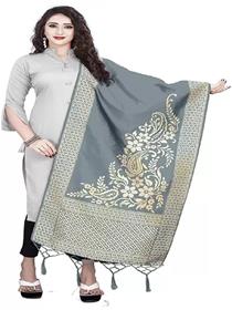 Banarasi dupatta for women jacquard woven grey,gold women fancy,designer,party wear(f)