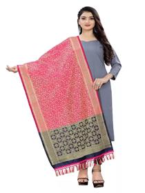 Banarasi dupatta for women jacquard,silk blend woven pink women ,fancy,party wear (f)