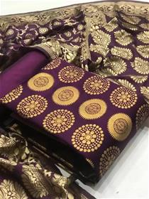 Unstitched cotton silk blend salwar suit with banarshi dupatta ,party wear (f)