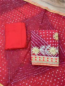 Salwar suit for women 957:04 chanderi suit/silk dupian with bandhani dupatta
