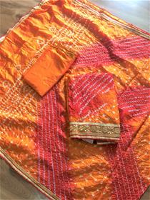 Salwar suit for women 957:05 chanderi suit/silk dupian with bandhani dupatta