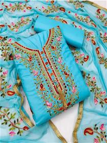 Salwar suit for women cotton linen blend salwarsuit material embroidered,fancy,partywear(f)