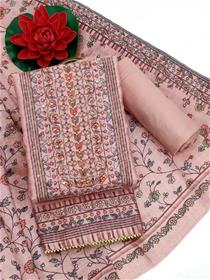 Unstitched chanderi salwar suit material printed (f)