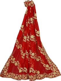 Dulhan dupatta for women velvet,nylon embroidered red (f)