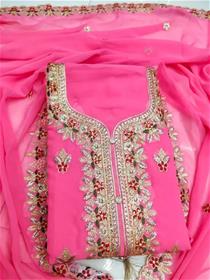 Unstitched faux georgette salwar suit material,fancy,partywear dulhanworksuit(f)