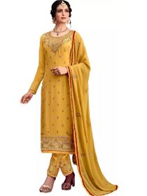 Semi stitched georgette salwar suit material embroidered,fancy,party wear(f)