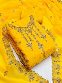 Women's heavy designer embroidered work pure georgette salwar suit (a)
