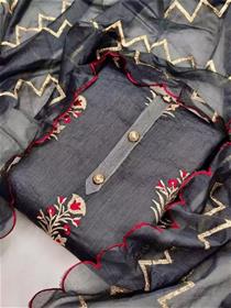 Unstitched chanderi cotton kurta & patiyala material embroidered,party wear (f)