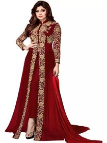 Semi stitched georgette salwar suit material embroidered,party wear(f)